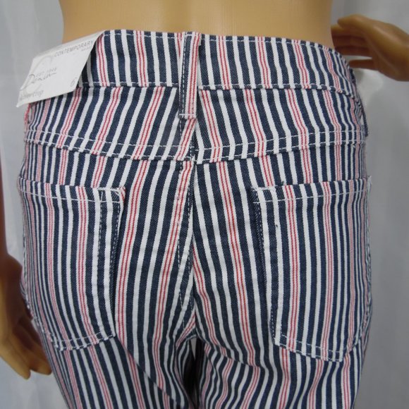 C est. 1946 Denim Striped Skinny Crop Jeans - Picture 6 of 10